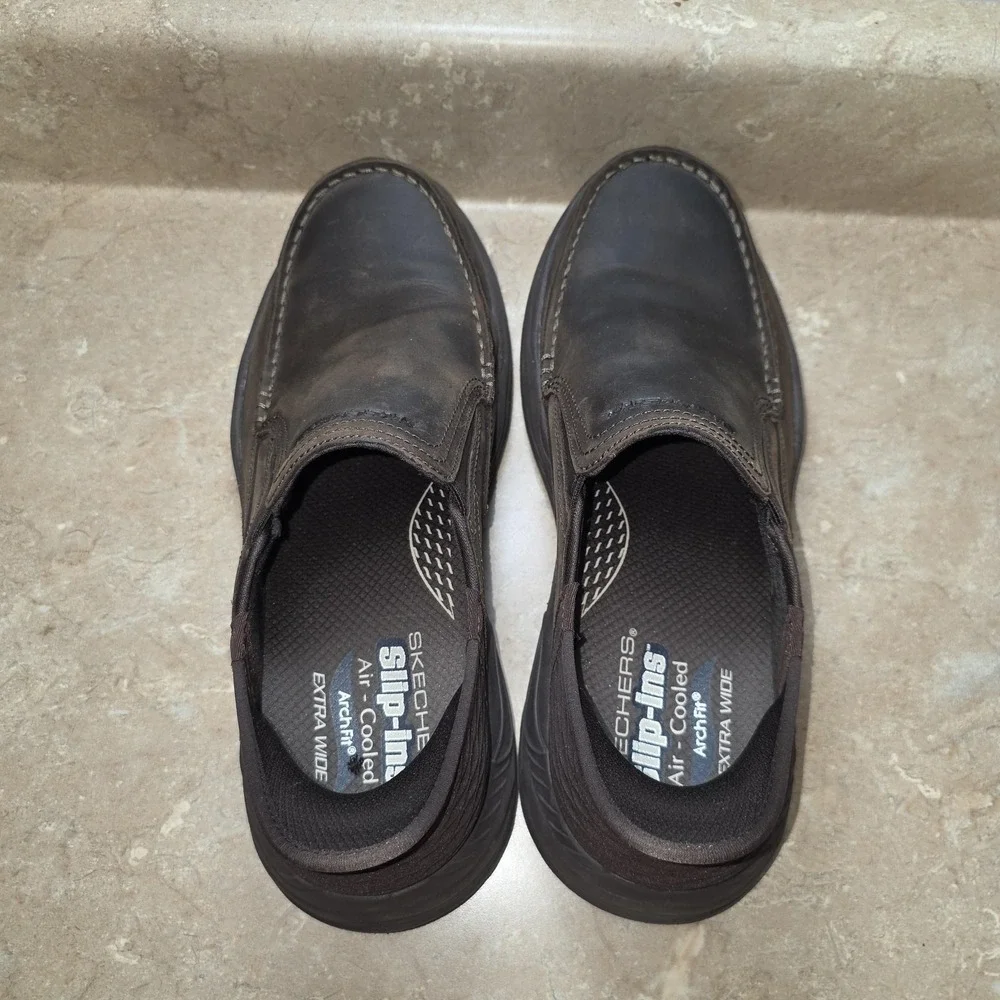 Skechers Slip-ins Shoes Mens Size 9 W Brown Leather Slip On Comfort SN 205204/WW
